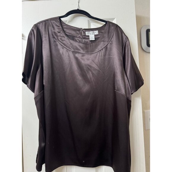 Brown "satin" shell top, size 20W by Judith Hart.  NWOT - Picture 1 of 4